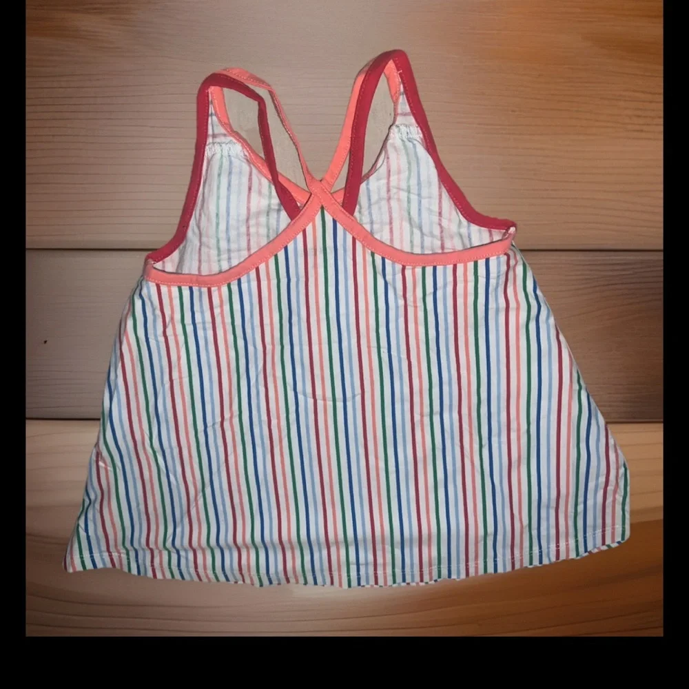 Lands End Girls' 4T Multicolor Striped Tank Top - Crisscross Back